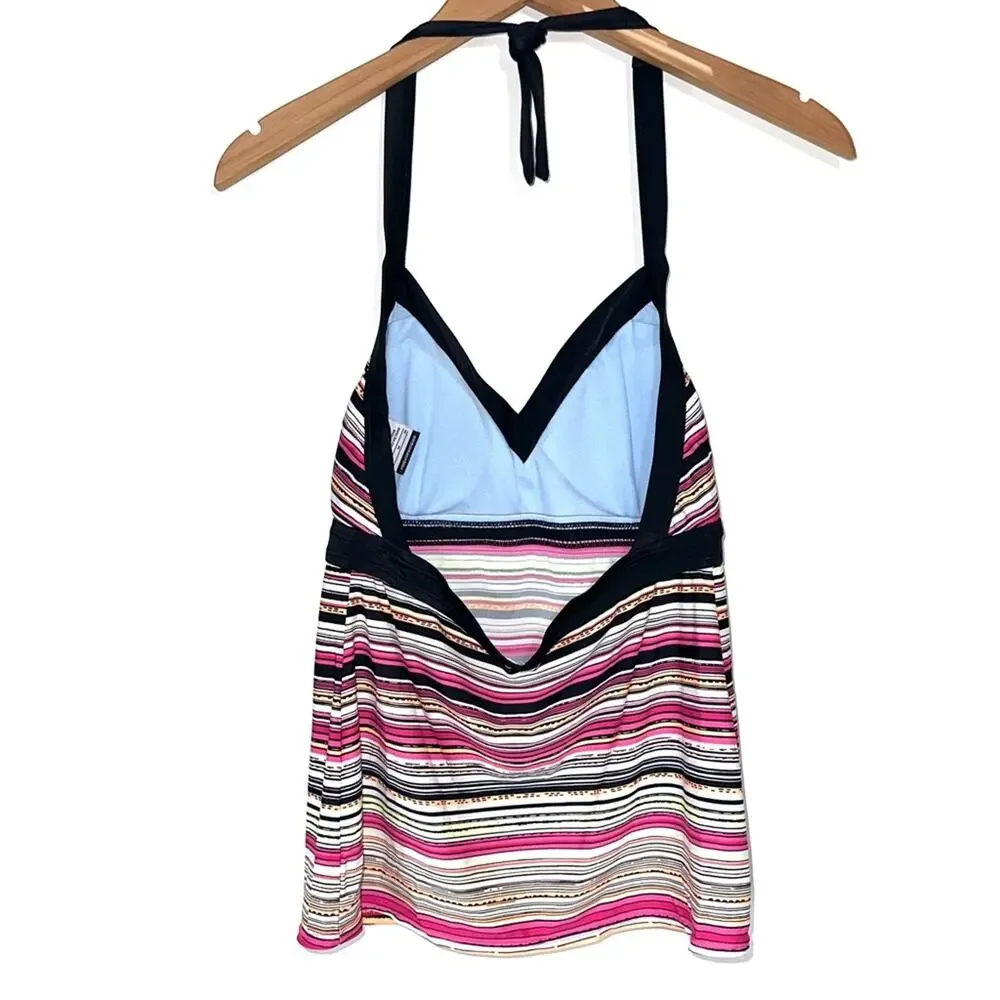 Nike Swim Striped V-Neck Tankini Swim Top Size 8